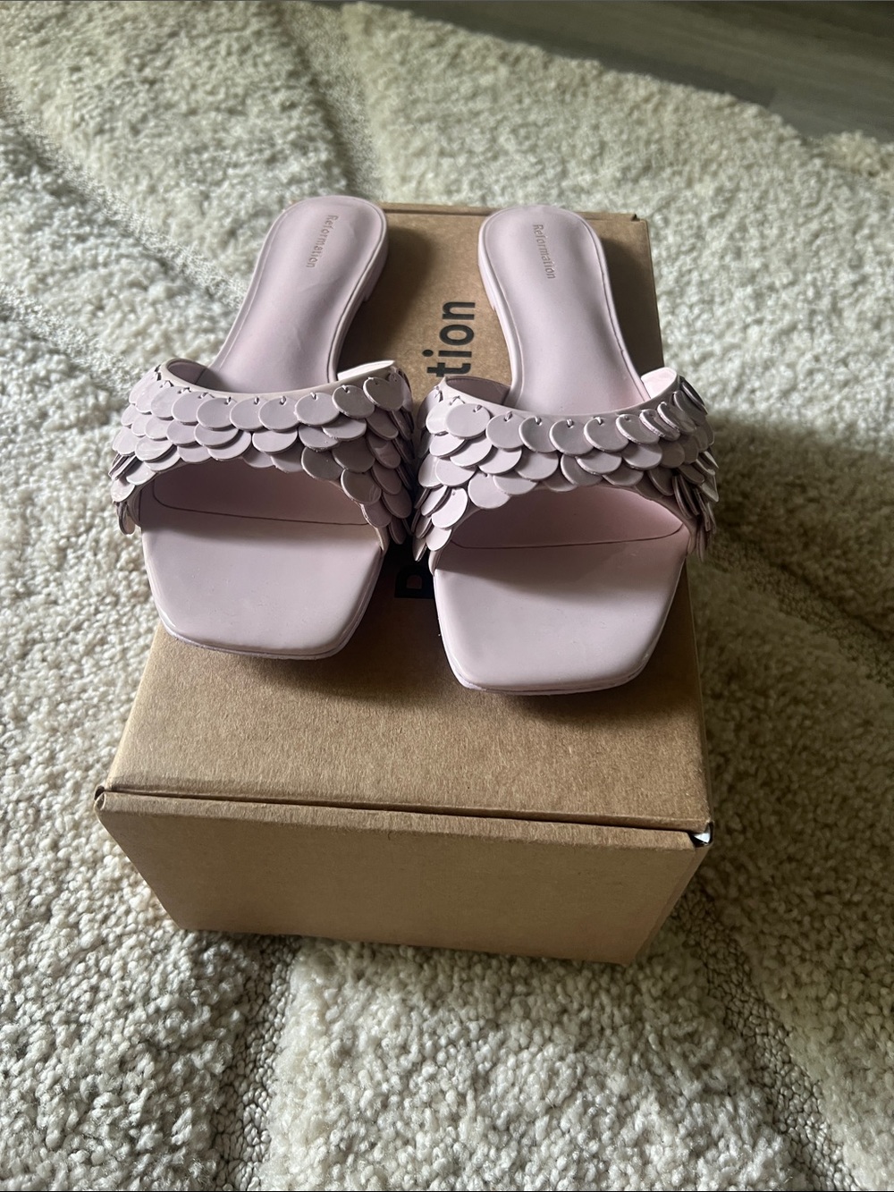 Reformation Imogen Flat Sandal Pink - Size 8 - Picture 5 of 6